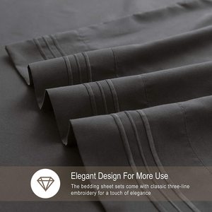Vua Kích Thước Bộ Đồ Giường Tấm Đặt 4 Mảnh Khách Sạn Sang Trọng Tấm Ga Giường Thêm Mềm Sâu Túi Dễ Dàng Phù Hợp Màu Grey - Product Image 3