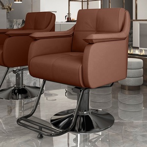 Chaise de salon en cuir avec grand siège et accoudoirs modernes, idéale pour les salons de coiffure professionnels - Product Image 4