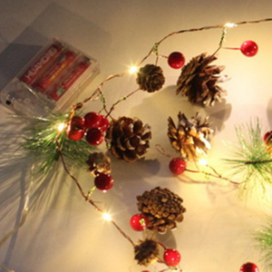 Navidad Hada Lámpara Colgantes Cadena Fruta Roja Ratán Decorativo Pasillo Lámpara de pared Cereza Pino Fruta Cadena Luz - Product Image 6