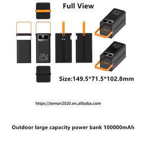 Dış Mekan Ultra İnce Taşınabilir Yüksek Kapasiteli PD 22.5W Hızlı Şarj 100000mAh Powerbank Dahili 2 Kablo LED Işıklı Çoklu Portlu - Product Image 3