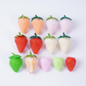Porte-clés fraise en PVC, pendentif de sac fraise créatif blanc laiteux, accessoire de photographie fruit simulé - Product Image 5