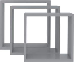 Décoration murale pour la maison suspendue 3 pcs <span class=keywords><strong>cube</strong></span> mural en bois gris étagères flottantes ensemble d'étagères - Product Image 3