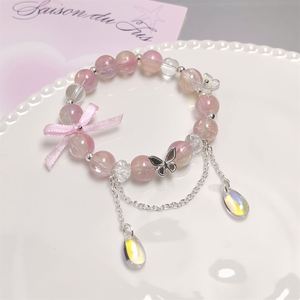 Pulsera de Cuentas de Cristal con Diseño de Mariposa y Lazo, Estilo Fantasía, para Niñas, Mujeres, Estudiantes, Pulseras de la Amistad, Regalo de Joyería - Product Image 6