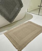 Tapis de bain gaufré moderne en polyester FIGOO, vente directe usine, avec pompons, durable, séchage rapide, antidérapant pour salle de bain