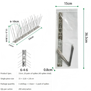 Púas Antipájaros de Acero Inoxidable al por Mayor, Púas Repelentes de Aves Duraderas y Resistentes a la Oxidación para Control de Palomas de 25cm, 33cm y 50cm - Product Image 3
