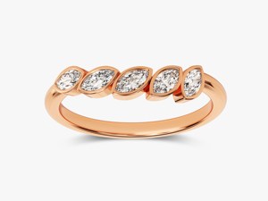 Conjunto de bisel de oro sólido de lujo, Marquesa flotante, Diamante cultivado en laboratorio, cinco piedras, anillo de boda de compromiso nupcial, joyería fina para mujer - Product Image 3