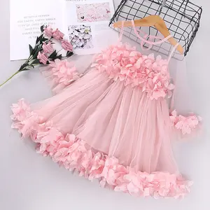 2023 INS popolare bambino abbigliamento per bambini pizzo petalo principessa vestito festa di compleanno straniera rosa blu volant ragazze vestito