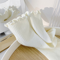 Chaussettes d'équipage sans couture à volants en coton blanc Garniture de laitue pour enfants Uniforme scolaire pour filles
