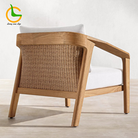 Ensemble de canapés en bois pour jardin moderne, mobilier d'extérieur de luxe pour hôtel, canapé modulaire avec coussins, chaise longue d'extérieur, fauteuil de jardin, chaise de café