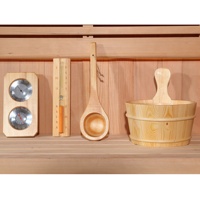 Sauna extérieur Bropool pour 4 à 6 personnes, en cèdre rouge massif, design moderne de villa, panneau de commande informatisé, transom 6 kW