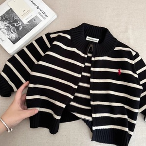 Child Star Circle Boys Knit Cardigan Zipper Front Striped Autumn Outerwear For Kids - Product Image 2