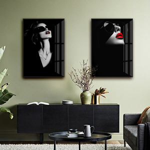 Arte Murale su Tela Moderna <span class=keywords><strong>e</strong></span> Alla Moda con Ritratto <span class=keywords><strong>Bianco</strong></span> <span class=keywords><strong>e</strong></span> <span class=keywords><strong>Nero</strong></span> Incorniciato Personalizzabile per Decorazione Soggiorno - Product Image 3