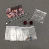 Sacs en plastique transparent givré avec fermeture éclair, mini pochettes souples mates avec logo personnalisé pour emballages de bijoux et boucles d'oreilles