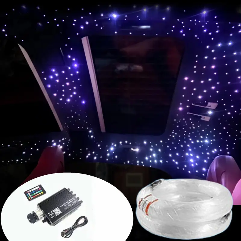 Voiture RGBW éclairage atmosphère lampe Auto intérieur voiture ambiante toit étoiles lumière fibre optique plafonniers étoiles kit pour voiture