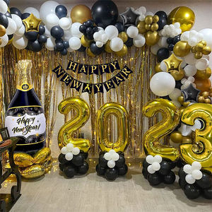 Guirlande Arc Kit Bonne Année Bannière Noir Or Blanc Feuille Ballons Pour <span class=keywords><strong>2023</strong></span> Nouvel An Graduation Party Ballons Décorations - Product Image 5