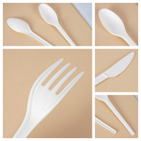 Cubiertos Desechables Compostables Modernos de CPLA, Tenedor, Cuchillo y Cuchara de 6 Pulgadas, Utensilios a Base de Plantas para Fiestas, Almuerzos, Catering y Restaurantes