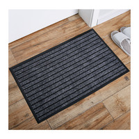 Tapis de porte moderne en jacquard à sept rayures, en polyester, avec support en PVC antidérapant, absorbant l'eau, adapté aux animaux domestiques, lavable, pour la maison