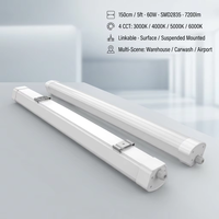 Luminaire LED Tri-Proof IP67 IK10 1,5m 5ft 60W SMD2835 jusqu'à 140lm/W, moitié aluminium, moitié PC, connectable, éclairage pour entrepôt et garage