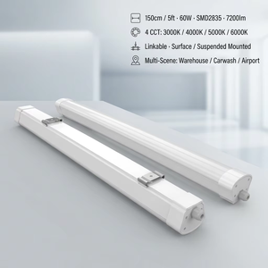 Luz LED Tri-Proof IP67 IK10 de 1.5m (5 pies) 60W SMD2835, hasta 140lm/W, mitad aluminio, mitad PC, conectable, para iluminación de almacenes y garajes. - Product Image 5