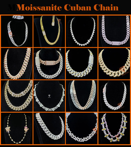 Cadena de Eslabones Cubanos con Moissanita de 10MM 12MM 14MM 15MM 18MM 20mm a Precio Económico, Collar de Eslabones Cubanos Iced Out en Plata de Ley 925 - Product Image 6