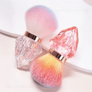 Transparent Diamond <b>Nail</b> Cleaning <b>Brush</b> Soft Fluffy Gradient Bristle Mushroom Head Cosmetic Powder <b>Brush</b> for Salon Home Use - Product Image 4
