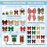 Noeuds papillon de Noël OEM de haute qualité pour la décoration d'arbre, ornements en flanelle épaisse multicolores en stock
