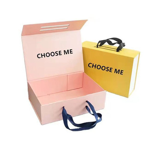 Custom Logo Apparel Packaging Handmade Pink Ribbon Folding Luxury Packaging Large Magnetic Hamper Gift Box Telescope Boxes