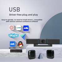 Kamera Konferensi All-in-One 4K OEM ODM Langsung dari Pabrik, AI Portrait, 4+2 Mikrofon, Jangkauan 10m, Speaker 8W untuk Ruang Konferensi