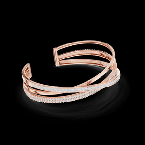 Rose <b>Gold</b> Lab Grown Diamond Sterling Silver Plated Bangle <b>Bracelet</b> Women's Classic Elegant Sparkling Design Party Gift - Product Image 1