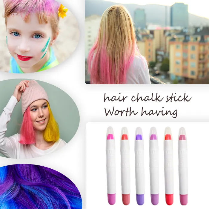 Hair Dye For Kids Custom 24 Bright Hair Color Dye Crayon Stick Washable Temporary Hair Chalks Set For Girls Kids