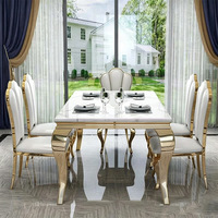 Chaises de salle à manger de luxe au design industriel avec cadre métallique électroplaqué et coussin en cuir, chaise de banquet