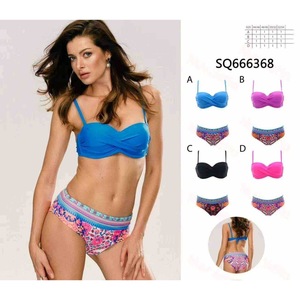 Costume da bagno bikini taglie forti con controllo pancia, due pezzi, per spiaggia, taglie 42 44 46 48, rosso blu verde giallo - Product Image 1