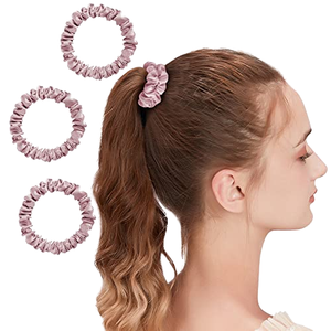 22 Momme Plain Hundred-Percent Pure Width 1Cm <b>Hair</b> Silk Scrunchies for <b>Girls</b> - Product Image 1