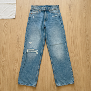 Vente en gros – Jean en coton tricoté respirant pour femme, coupe droite, décontracté, uni, simple, taille mi-haute avec ceinture, clair/foncé, été/hiver, OEM - Product Image 3
