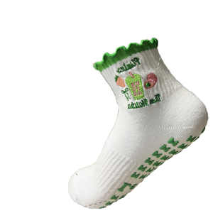 Crew Knitted Non-slip Sports Socks Taiwan Made Eco-Friendly Standard <b>Thickness</b> Mid-Calf Socks for Yoga & Barre - Product Image 1