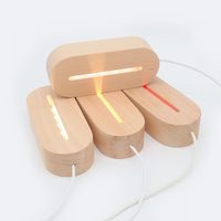 Charge tactile contrôle 3D Illusion lampe veilleuse Base noël anniversaire cadeau en bois lumière lampe Base pour acrylique