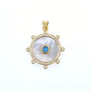 Nouvelle tendance ronde pendentif à breloque plaqué or perle coquille bijoux à la main femmes accessoires cadeaux résultats en gros