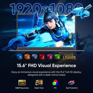 Portátil para Juegos de 15.6 Pulgadas, Procesador N95, 16GB DDR4, 512GB SSD, 180 ° Portátiles con Teclado Retroiluminado y Desbloqueo de Huella Dactilar en Ángulo Abierto - Product Image 6