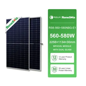 Schlussverkauf Tuv Renesola Solarpanel 560 W 565 W N-Typ Topcon Bipv Paneles Solares Costos schwarzer zweiseitiger Solarmodul 570 W 575 W 580 W