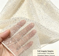 Tissu en dentelle de tulle brodé de paillettes 100% polyester, maille à paillettes pour jupe Pollera, robe de Quinceanera, robe de carnaval