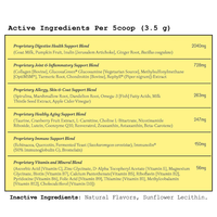 Complément vitaminique pour animaux de compagnie, soin des articulations, de l'intestin, de l'immunité et de la peau avec des ingrédients actifs : glucosamine, chondroïtine, oméga 3 en poudre