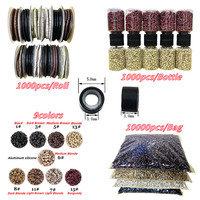 1000 pièces de micro-anneaux en silicone de 5,0 mm, perles, outils pour extensions de cheveux humains