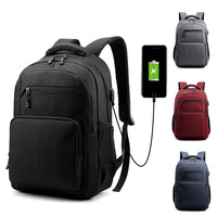 Sac à dos d'affaires unisexe étanche pour ordinateur portable avec port de charge USB, panneau solaire, style géométrique anglais et fermeture éclair à fermoir