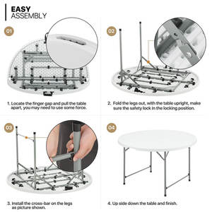 โต๊ะพลาสติกพับได้ทรงกลมแบบขายส่ง โต๊ะพับพกพาสำหรับใช้ในร่มและกลางแจ้ง ปิกนิก แคมป์ปิ้<span class=keywords><strong>ง</strong></span> และงานอีเว้นท์ - Product Image 3
