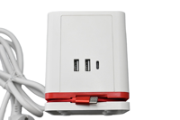 Multiprise intelligente USB Cube avec protection contre les surtensions, 3 prises CA, 3 ports USB, prise EU standard 16A 250V E-Sun GB03