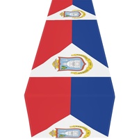 Taplak Meja Poliester Kustom Bendera Saint Martin, Taplak Meja Melindungi Permukaan Meja dari Kotoran untuk Makan Sehari-hari, Pesta