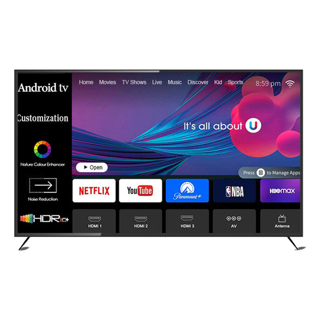 Accept Custom 32 Inch LED Smart TV Flat Screen 43 Pouces 4K Inteligente TV De 65 Pulgadas Android Television 85 Inch 4k Smart Tv