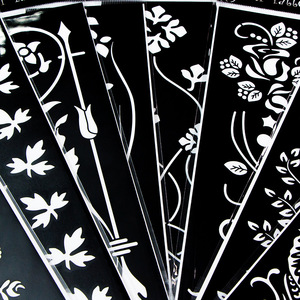 Plantilla de tatuaje floral de PET, plantilla temporal de tatuaje de henna para arte corporal - Product Image 4