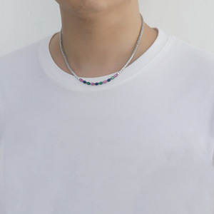 <b>Copper</b> Set Colorful Oval Zircon Heavy Weight Necklace Hip Hop Premium Tennis <b>Chain</b> Jewelry Tanjing Fashion Lijing Necklace - Product Image 3