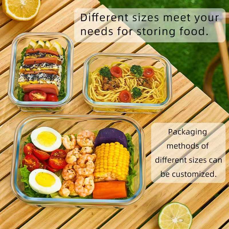 High Borosilicate Glass Food Storage Containers Kitchen Sealed Stackable BPA Free Large Capacity Lunch Box Various Colors view 3